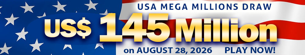 Win the Rollover Jackpot estimated at US$ 145 Million in the Mega Millions draw on August 28!