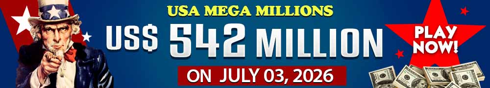 Win the Rollover Jackpot estimated at US$ 542 Million in the Mega Millions draw on July 03!