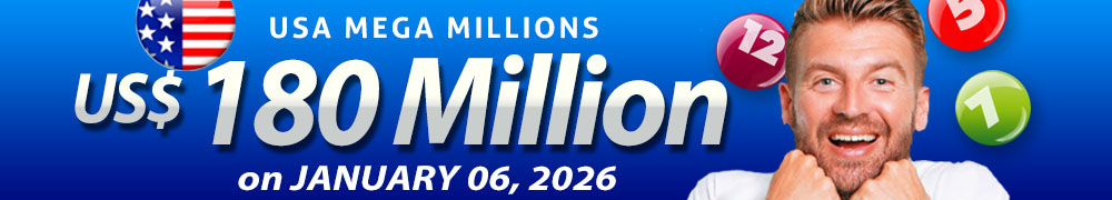 Win the Rollover Jackpot estimated at US$ 180 Million in the Mega Millions draw on January 06!