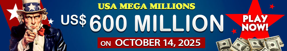 Win the Rollover Jackpot estimated at US$ 600 Million in the Mega Millions draw on October 14!
