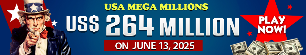 Win the Rollover Jackpot estimated at US$ 264 Million in the Mega Millions draw on June 13!