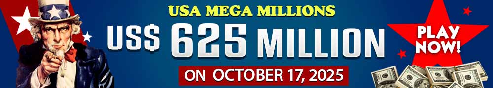 Win the Rollover Jackpot estimated at US$ 625 Million in the Mega Millions draw on October 17!